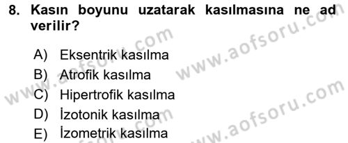 İnsan Beden Yapısı Ve Fizyolojisi Dersi 2018 - 2019 Yılı Yaz Okulu Sınav Soruları 8. Soru