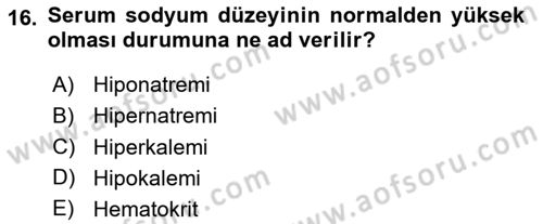 İnsan Beden Yapısı Ve Fizyolojisi Dersi 2020 - 2021 Yılı Yaz Okulu Sınav Soruları 16. Soru