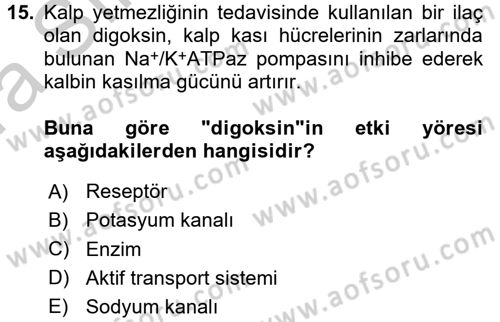 Temel İlaç Bilgisi Ve Akılcı İlaç Kullanımı Dersi 2016 - 2017 Yılı (Vize) Ara Sınav Soruları 15. Soru