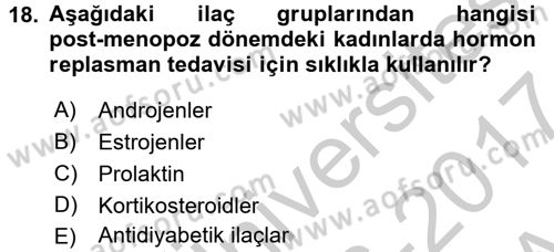 Temel İlaç Bilgisi Ve Akılcı İlaç Kullanımı Dersi 2016 - 2017 Yılı (Vize) Ara Sınav Soruları 18. Soru