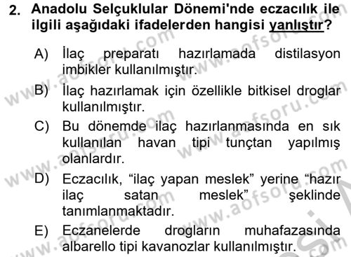 Temel İlaç Bilgisi Ve Akılcı İlaç Kullanımı Dersi 2016 - 2017 Yılı (Vize) Ara Sınav Soruları 2. Soru