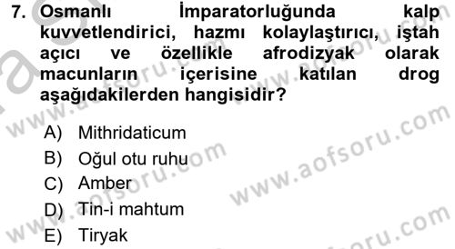 Temel İlaç Bilgisi Ve Akılcı İlaç Kullanımı Dersi 2016 - 2017 Yılı (Vize) Ara Sınav Soruları 7. Soru