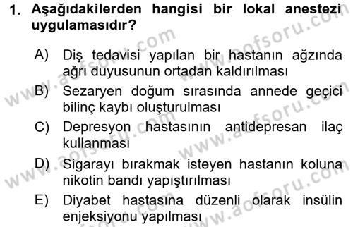 Temel İlaç Bilgisi Ve Akılcı İlaç Kullanımı Dersi 2016 - 2017 Yılı (Final) Dönem Sonu Sınav Soruları 1. Soru