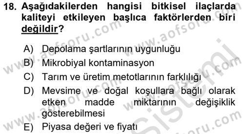 Temel İlaç Bilgisi Ve Akılcı İlaç Kullanımı Dersi 2016 - 2017 Yılı (Final) Dönem Sonu Sınav Soruları 18. Soru