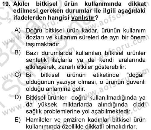 Temel İlaç Bilgisi Ve Akılcı İlaç Kullanımı Dersi 2016 - 2017 Yılı (Final) Dönem Sonu Sınav Soruları 19. Soru