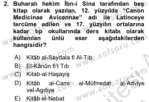 Temel İlaç Bilgisi Ve Akılcı İlaç Kullanımı Dersi 2016 - 2017 Yılı (Final) Dönem Sonu Sınav Soruları 2. Soru