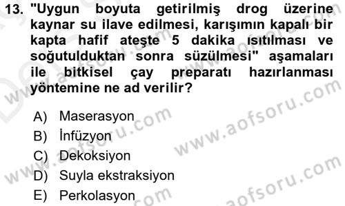 Temel İlaç Bilgisi Ve Akılcı İlaç Kullanımı Dersi 2017 - 2018 Yılı 3 Ders Sınav Soruları 13. Soru