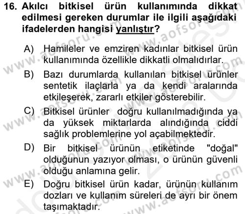 Temel İlaç Bilgisi Ve Akılcı İlaç Kullanımı Dersi 2017 - 2018 Yılı 3 Ders Sınav Soruları 16. Soru