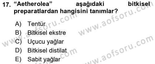 Temel İlaç Bilgisi Ve Akılcı İlaç Kullanımı Dersi 2017 - 2018 Yılı 3 Ders Sınav Soruları 17. Soru