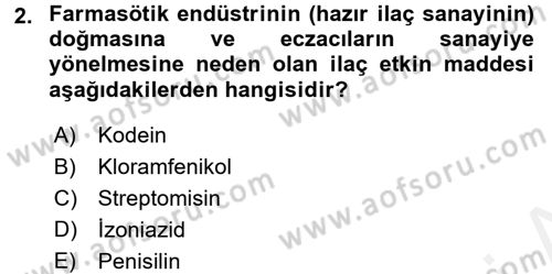 Temel İlaç Bilgisi Ve Akılcı İlaç Kullanımı Dersi 2017 - 2018 Yılı 3 Ders Sınav Soruları 2. Soru