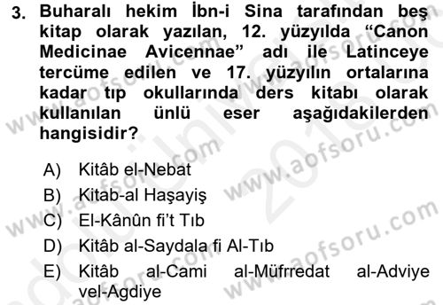 Temel İlaç Bilgisi Ve Akılcı İlaç Kullanımı Dersi 2017 - 2018 Yılı 3 Ders Sınav Soruları 3. Soru