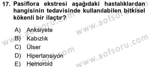 Temel İlaç Bilgisi Ve Akılcı İlaç Kullanımı Dersi 2017 - 2018 Yılı (Vize) Ara Sınav Soruları 17. Soru