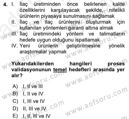 Temel İlaç Bilgisi Ve Akılcı İlaç Kullanımı Dersi 2017 - 2018 Yılı (Vize) Ara Sınav Soruları 4. Soru