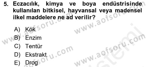 Temel İlaç Bilgisi Ve Akılcı İlaç Kullanımı Dersi 2017 - 2018 Yılı (Vize) Ara Sınav Soruları 5. Soru