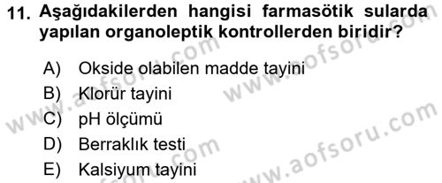 Temel İlaç Bilgisi Ve Akılcı İlaç Kullanımı Dersi 2017 - 2018 Yılı (Final) Dönem Sonu Sınav Soruları 11. Soru