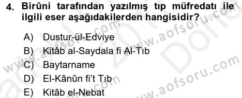 Temel İlaç Bilgisi Ve Akılcı İlaç Kullanımı Dersi 2017 - 2018 Yılı (Final) Dönem Sonu Sınav Soruları 4. Soru