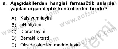 Temel İlaç Bilgisi Ve Akılcı İlaç Kullanımı Dersi 2018 - 2019 Yılı 3 Ders Sınav Soruları 5. Soru
