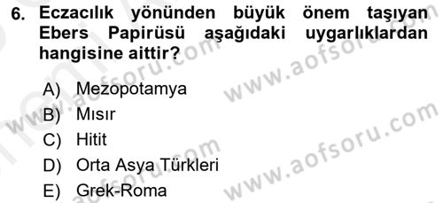 Temel İlaç Bilgisi Ve Akılcı İlaç Kullanımı Dersi 2018 - 2019 Yılı (Vize) Ara Sınav Soruları 6. Soru