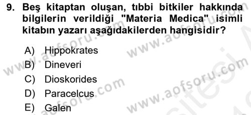 Temel İlaç Bilgisi Ve Akılcı İlaç Kullanımı Dersi 2018 - 2019 Yılı (Vize) Ara Sınav Soruları 9. Soru