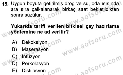 Temel İlaç Bilgisi Ve Akılcı İlaç Kullanımı Dersi 2018 - 2019 Yılı (Final) Dönem Sonu Sınav Soruları 15. Soru