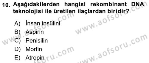 Temel İlaç Bilgisi Ve Akılcı İlaç Kullanımı Dersi 2024 - 2025 Yılı (Vize) Ara Sınav Soruları 10. Soru