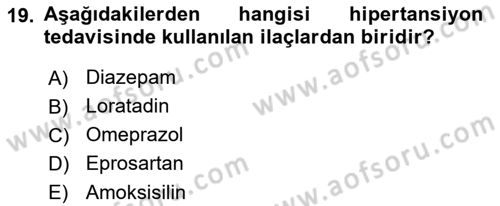 Temel İlaç Bilgisi Ve Akılcı İlaç Kullanımı Dersi 2024 - 2025 Yılı (Vize) Ara Sınav Soruları 19. Soru