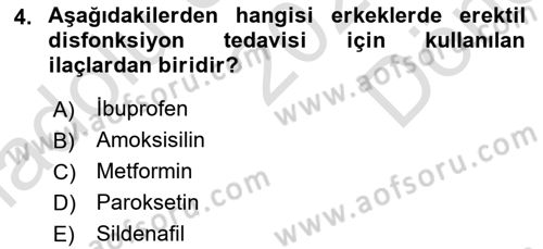 Temel İlaç Bilgisi Ve Akılcı İlaç Kullanımı Dersi 2024 - 2025 Yılı (Final) Dönem Sonu Sınav Soruları 4. Soru