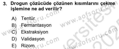Temel İlaç Bilgisi Ve Akılcı İlaç Kullanımı Dersi 2024 - 2025 Yılı Yaz Okulu Sınav Soruları 3. Soru