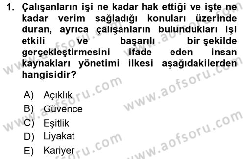 Sağlık İşletmelerinde İnsan Kaynakları Yönetimi Dersi 2020 - 2021 Yılı Yaz Okulu Sınav Soruları 1. Soru