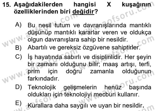 Sağlık İşletmelerinde İnsan Kaynakları Yönetimi Dersi 2020 - 2021 Yılı Yaz Okulu Sınav Soruları 15. Soru