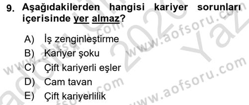 Sağlık İşletmelerinde İnsan Kaynakları Yönetimi Dersi 2020 - 2021 Yılı Yaz Okulu Sınav Soruları 9. Soru