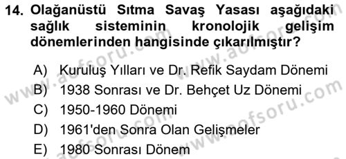 Sağlık İşletmelerinde İnsan Kaynakları Yönetimi Dersi 2021 - 2022 Yılı (Vize) Ara Sınav Soruları 14. Soru
