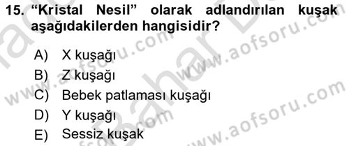 Sağlık İşletmelerinde İnsan Kaynakları Yönetimi Dersi 2021 - 2022 Yılı (Final) Dönem Sonu Sınav Soruları 15. Soru