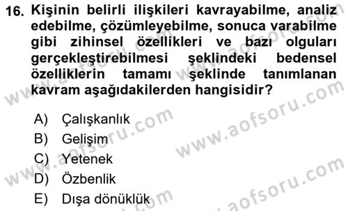 Sağlık İşletmelerinde İnsan Kaynakları Yönetimi Dersi 2021 - 2022 Yılı Yaz Okulu Sınav Soruları 16. Soru