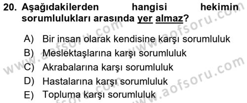 Sağlık İşletmelerinde İnsan Kaynakları Yönetimi Dersi 2021 - 2022 Yılı Yaz Okulu Sınav Soruları 20. Soru