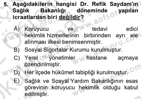 Sağlık İşletmelerinde İnsan Kaynakları Yönetimi Dersi 2021 - 2022 Yılı Yaz Okulu Sınav Soruları 5. Soru