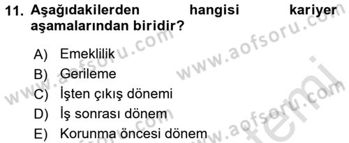 Sağlık İşletmelerinde İnsan Kaynakları Yönetimi Dersi 2022 - 2023 Yılı Yaz Okulu Sınavı 11. Soru