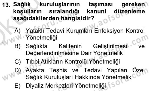 Sağlık İşletmelerinde İnsan Kaynakları Yönetimi Dersi 2022 - 2023 Yılı Yaz Okulu Sınavı 13. Soru