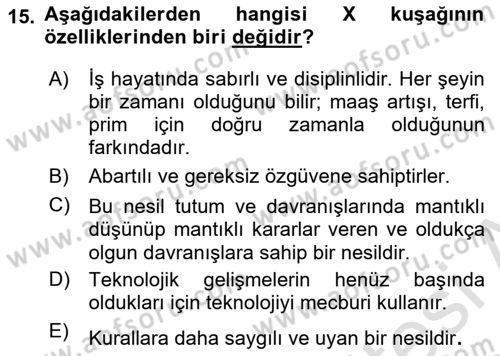 Sağlık İşletmelerinde İnsan Kaynakları Yönetimi Dersi 2023 - 2024 Yılı (Final) Dönem Sonu Sınav Soruları 15. Soru
