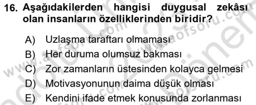 Sağlık İşletmelerinde İnsan Kaynakları Yönetimi Dersi 2023 - 2024 Yılı (Final) Dönem Sonu Sınav Soruları 16. Soru