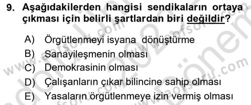 Sağlık İşletmelerinde İnsan Kaynakları Yönetimi Dersi 2023 - 2024 Yılı (Final) Dönem Sonu Sınav Soruları 9. Soru