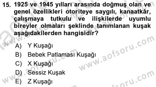 Sağlık İşletmelerinde İnsan Kaynakları Yönetimi Dersi 2023 - 2024 Yılı Yaz Okulu Sınav Soruları 15. Soru
