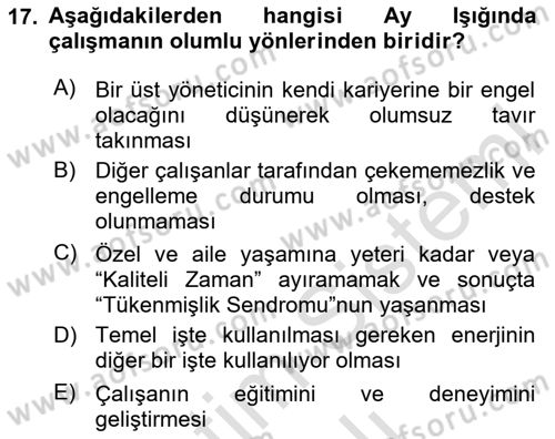 Sağlık İşletmelerinde İnsan Kaynakları Yönetimi Dersi 2023 - 2024 Yılı Yaz Okulu Sınav Soruları 17. Soru