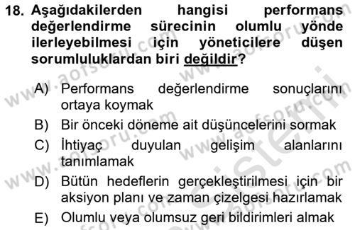Sağlık İşletmelerinde İnsan Kaynakları Yönetimi Dersi 2024 - 2025 Yılı (Vize) Ara Sınav Soruları 18. Soru