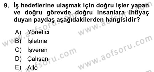 Sağlık İşletmelerinde İnsan Kaynakları Yönetimi Dersi 2024 - 2025 Yılı (Vize) Ara Sınav Soruları 9. Soru
