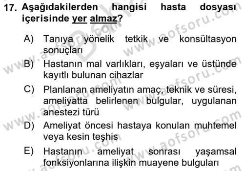 Sağlık İşletmelerinde İnsan Kaynakları Yönetimi Dersi 2024 - 2025 Yılı (Final) Dönem Sonu Sınav Soruları 17. Soru