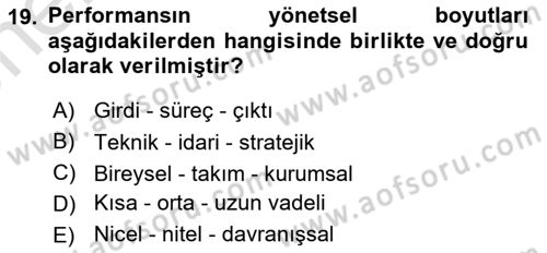 Sağlık İşletmelerinde İnsan Kaynakları Yönetimi Dersi 2025 - 2026 Yılı (Vize) Ara Sınav Soruları 19. Soru