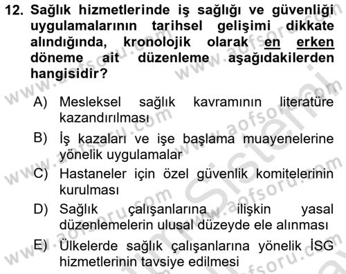 Sağlık İşletmelerinde İnsan Kaynakları Yönetimi Dersi 2025 - 2026 Yılı (Final) Dönem Sonu Sınav Soruları 12. Soru