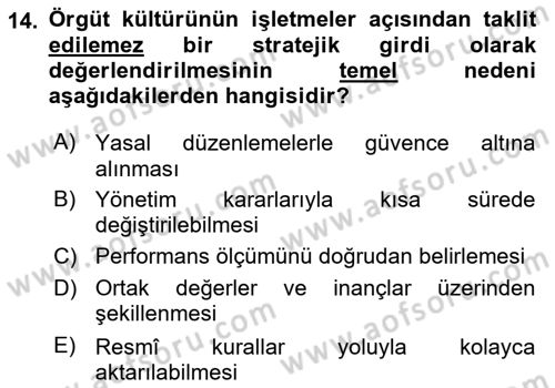 Sağlık İşletmelerinde İnsan Kaynakları Yönetimi Dersi 2025 - 2026 Yılı (Final) Dönem Sonu Sınav Soruları 14. Soru