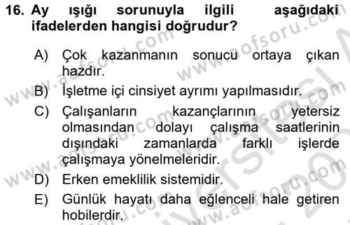Sağlık İşletmelerinde İnsan Kaynakları Yönetimi Dersi 2025 - 2026 Yılı (Final) Dönem Sonu Sınav Soruları 16. Soru